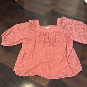 LC Lauren Conrad Pink Puff Sleeve Blouse